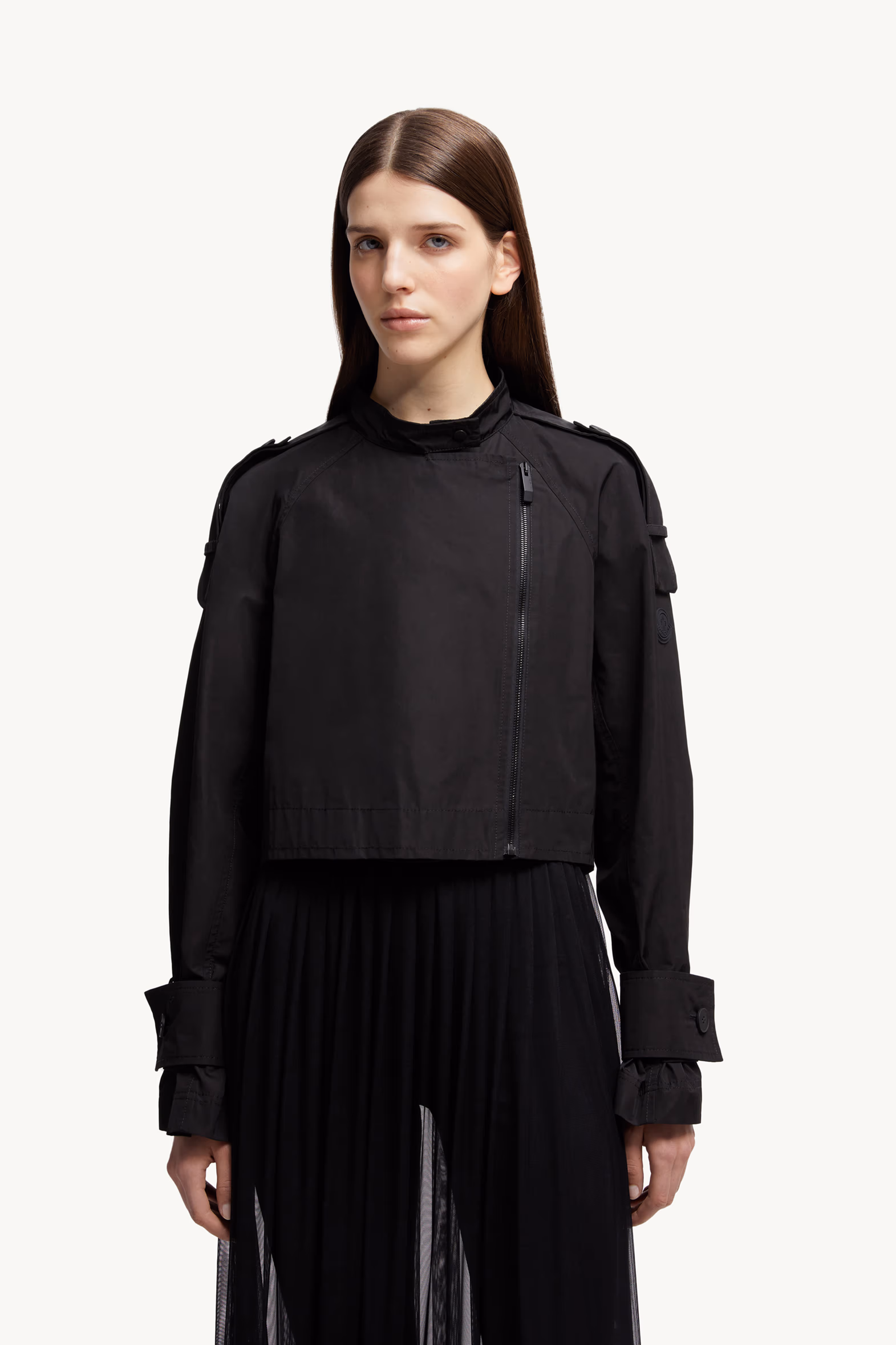 Asymmetrical Zipper Jacket Women Black Moncler 3